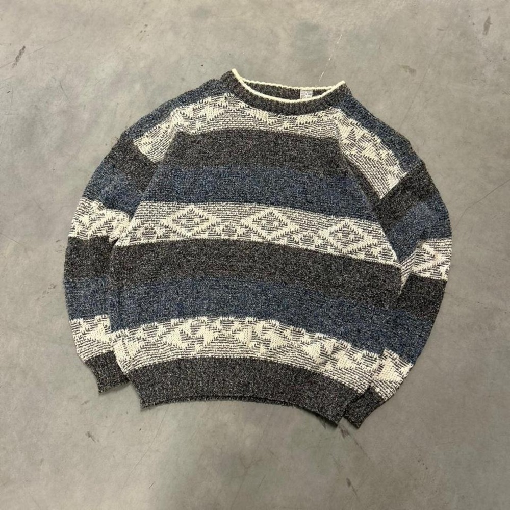 Vintage Blue and Grey multicoloured knit sweater